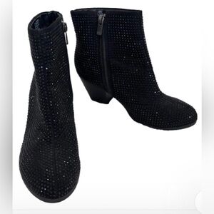 Size 7 Juicy Couture Black Rhinestone Ankle Boots